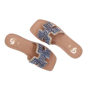 Gold&Gold Donna Sandali-GL783 strass bicolor Blu
