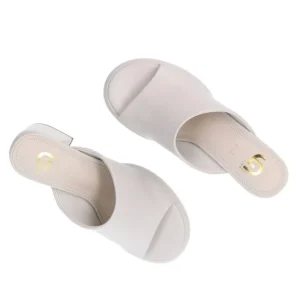 Gold&Gold Donna Sandali-GU241 sabot tacco largo Off white