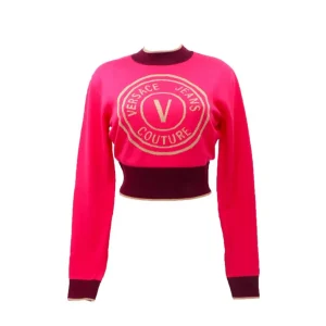 Versace Donna Maglioni-75HAFM21 WOOL V EMBLEM Fucsia