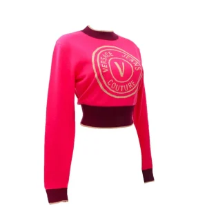 Versace Donna Maglioni-75HAFM21 WOOL V EMBLEM Fucsia
