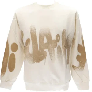 Disclaimer Uomo Felpe-24IDS54614 GIROCOLLO FELPA Bianco Latte