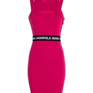 Karl Lagerfeld Donna Vestiti-KJL LOGO ELASTIC TANK 241J1303 Fucsia
