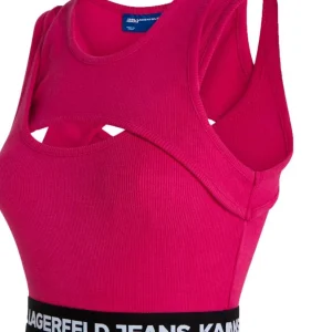 Karl Lagerfeld Donna Vestiti-KJL LOGO ELASTIC TANK 241J1303 Fucsia