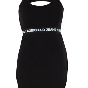 Karl Lagerfeld Donna Vestiti-KJL LOGO ELASTIC TANK 241J1303 Nero
