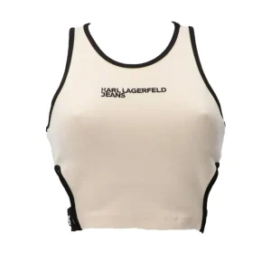 Karl Lagerfeld Donna Top-KLJ LOGO TANK CUT OUT 245J1703 Beige