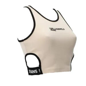 Karl Lagerfeld Donna Top-KLJ LOGO TANK CUT OUT 245J1703 Beige