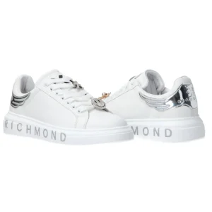 Richmond Donna Sneakers-Leather strass woman Argento