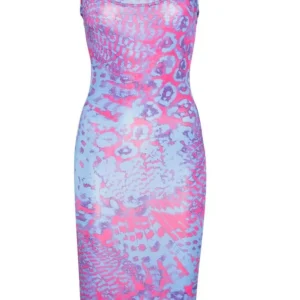 Versace Donna Vestiti-M ORGANZINO PRINT ANIMALIER Azzurro Multicolore