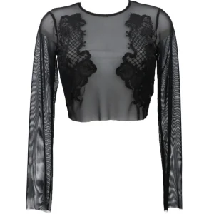 Have One Donna Top-MAGLIA PATCH PIZZO Nero