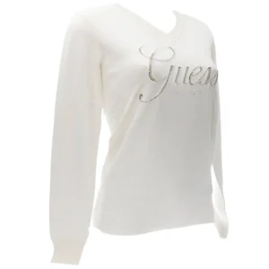 Guess Donna Maglioni-MEGAN LOGO VN Bianco