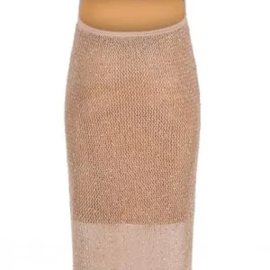 Guess Donna Vestiti-MESH STITCH LANA DRESS Beige