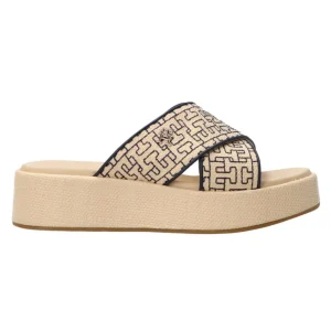 Tommy Hilfiger Donna Sandali-Mono rafia flatform FW0FW07895 Beige