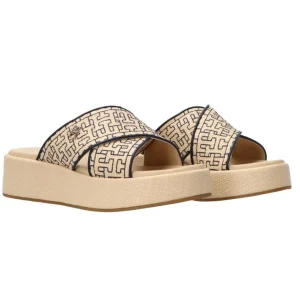 Tommy Hilfiger Donna Sandali-Mono rafia flatform FW0FW07895 Beige