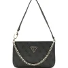 Guess Donna Borse A Spalla-NOELLE MINI TOP ZIP SHOULDER MONOGRAM Nero