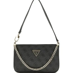 Guess Donna Borse A Spalla-NOELLE MINI TOP ZIP SHOULDER MONOGRAM Nero
