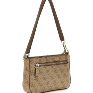 Guess Donna Borse A Spalla-NOELLE MINI TOP ZIP SHOULDER MONOGRAM Beige