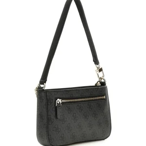 Guess Donna Borse A Spalla-NOELLE MINI TOP ZIP SHOULDER MONOGRAM Nero