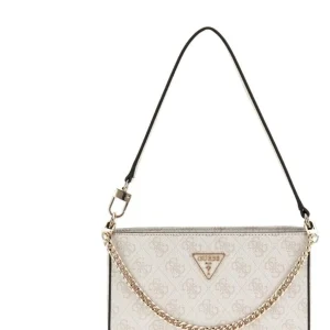 Guess Donna Borse A Spalla-NOELLE MINI TOP ZIP SHOULDER MONOGRAM Beige