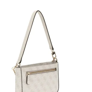 Guess Donna Borse A Spalla-NOELLE MINI TOP ZIP SHOULDER MONOGRAM Beige