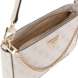 Guess Donna Borse A Spalla-NOELLE MINI TOP ZIP SHOULDER MONOGRAM Beige
