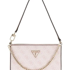 Guess Donna Borse A Spalla-NOELLE MINI TOP ZIP SHOULDER MONOGRAM Beige