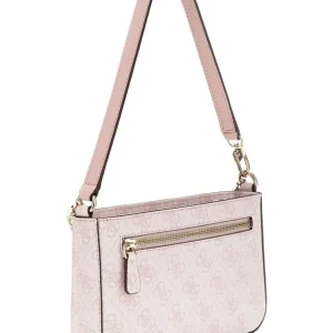 Guess Donna Borse A Spalla-NOELLE MINI TOP ZIP SHOULDER MONOGRAM Beige