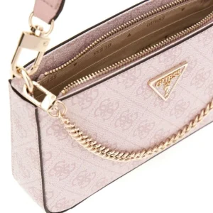 Guess Donna Borse A Spalla-NOELLE MINI TOP ZIP SHOULDER MONOGRAM Beige