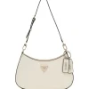 Guess Donna Borse A Spalla-NOELLE TOP ZIP SHOULDER BAG Off White