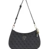 Guess Donna Borse A Spalla-NOELLE TOP ZIP SHOULDER BAG MONOGRAM Nero