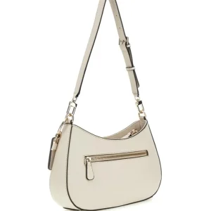 Guess Donna Borse A Spalla-NOELLE TOP ZIP SHOULDER BAG Off White