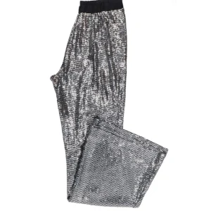 Have One Donna Pantaloni-PANTALONE ZAMPA PAILLETTES Argento