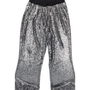 Have One Donna Pantaloni-PANTALONE ZAMPA PAILLETTES Argento