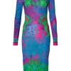 Versace Donna Vestiti-PLACED DRESS ORGANZINO PANNEL ANIMALIER Multicolore
