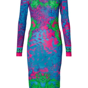 Versace Donna Vestiti-PLACED DRESS ORGANZINO PANNEL ANIMALIER Multicolore