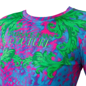 Versace Donna Vestiti-PLACED DRESS ORGANZINO PANNEL ANIMALIER Multicolore