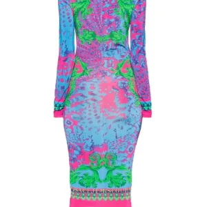 Versace Donna Vestiti-PLACED DRESS ORGANZINO PANNEL ANIMALIER Multicolore
