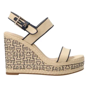 Tommy Hilfiger Donna Sandali-PLATFORM TH MONO RAFIA WEDGE Beige
