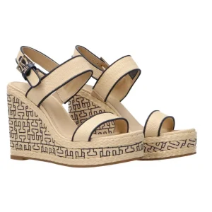 Tommy Hilfiger Donna Sandali-PLATFORM TH MONO RAFIA WEDGE Beige