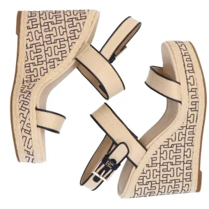 Tommy Hilfiger Donna Sandali-PLATFORM TH MONO RAFIA WEDGE Beige