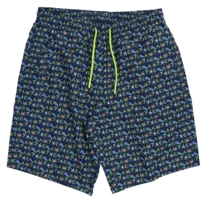 Emporio Armani Abbigliamento Costume-4R748 MONOGRAM BERMUDA BEACH Blu