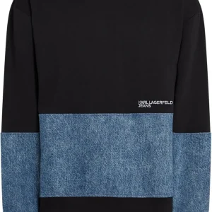 Karl Lagerfeld Uomo Felpe-RELAXED DENIM MIX SWEAT 246D1807 Nero