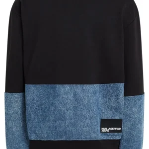 Karl Lagerfeld Uomo Felpe-RELAXED DENIM MIX SWEAT 246D1807 Nero