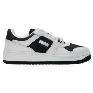 Tommy Hilfiger Uomo Sneakers-Retro Basket cupsole tumble Bianco Nero