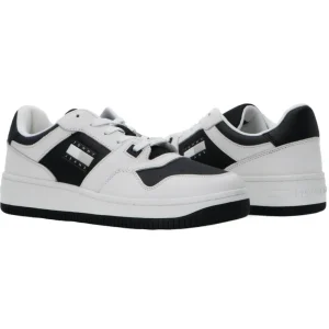 Tommy Hilfiger Uomo Sneakers-Retro Basket cupsole tumble Bianco Nero