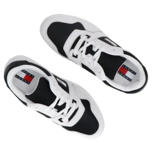 Tommy Hilfiger Uomo Sneakers-Retro Basket cupsole tumble Bianco Nero