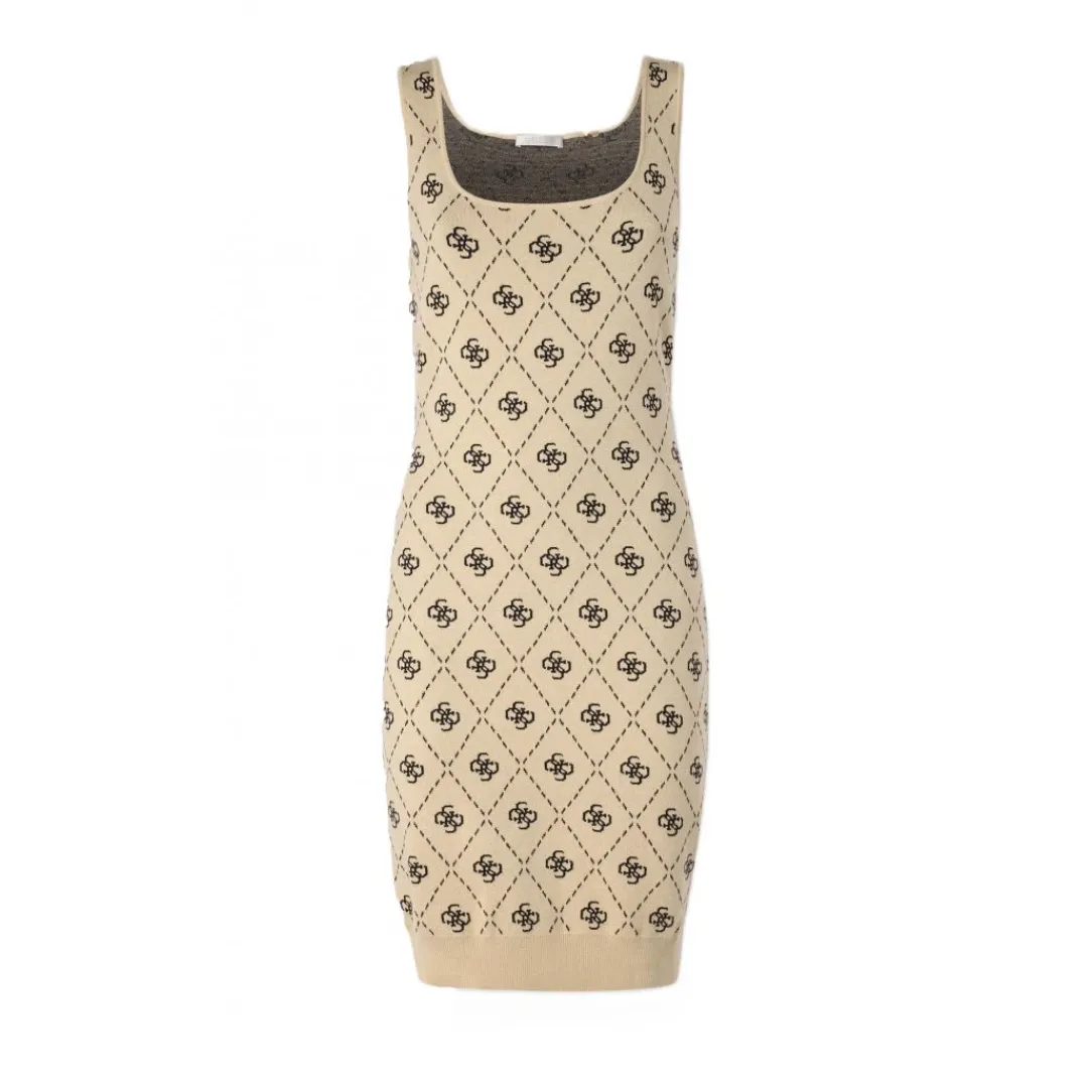 sarah_g_dress_beige_0.webp Guess Donna Vestiti-SARAH 4G DRESS Beige