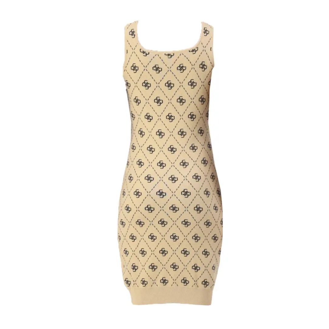 sarah_g_dress_beige_2.webp Guess Donna Vestiti-SARAH 4G DRESS Beige