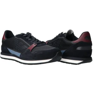 Emporio Armani Uomo Sneakers-Scarpa in suede con inserti a contrasto e maxi aquila Bordeaux
