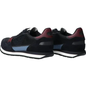 Emporio Armani Uomo Sneakers-Scarpa in suede con inserti a contrasto e maxi aquila Bordeaux