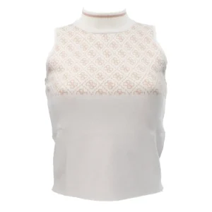 Guess Donna Maglia-Smanicata logata W3YR26Z37K0 Bianco